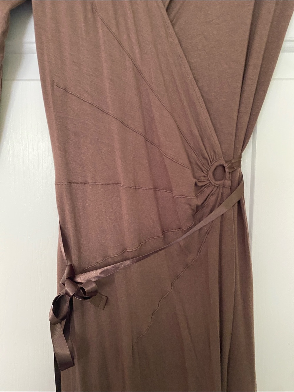 Express Taupe Wrap Midi Dress - Size Medium - Picture 3 of 6